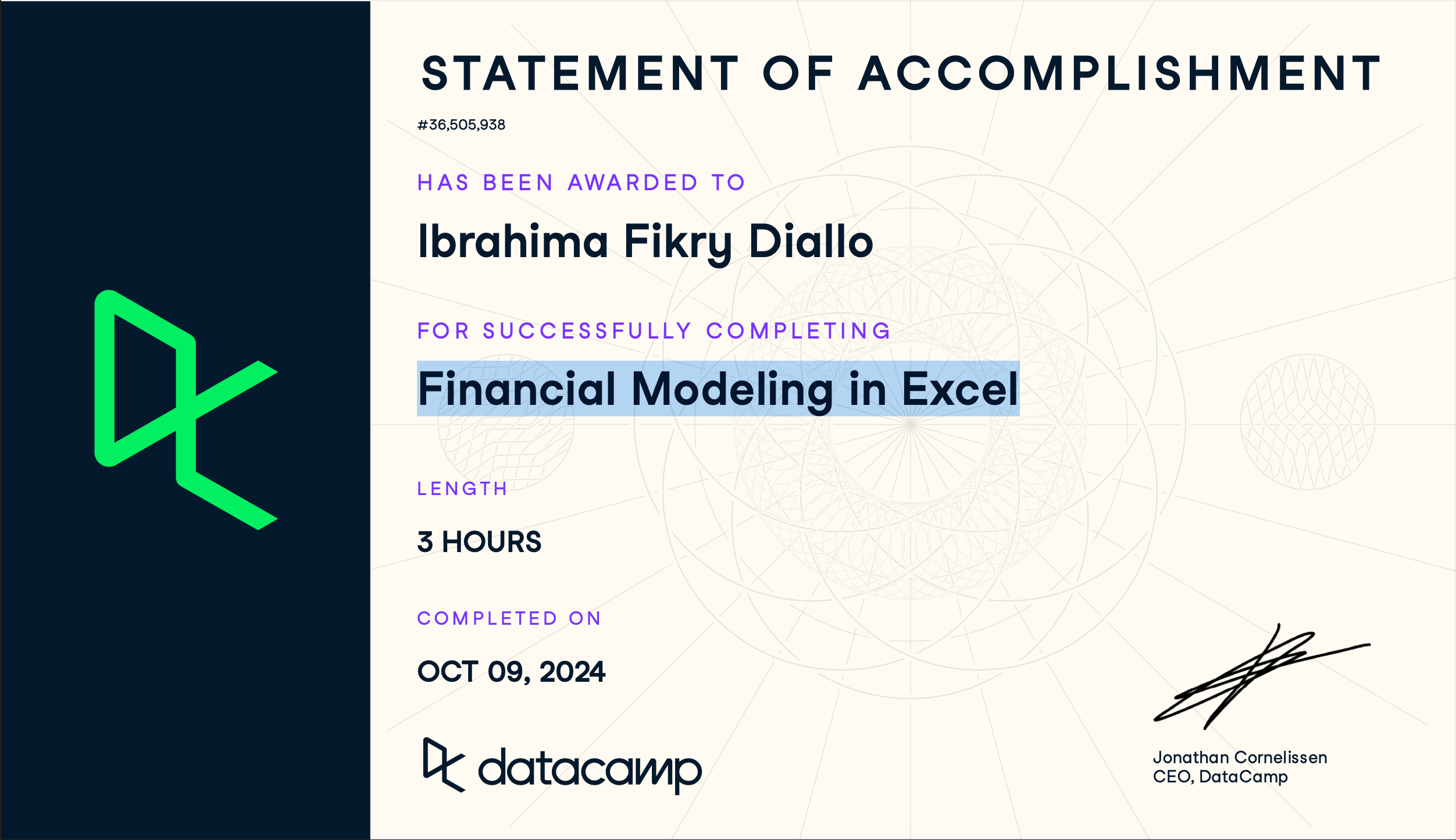 Financial Modeling in Excel Certificate